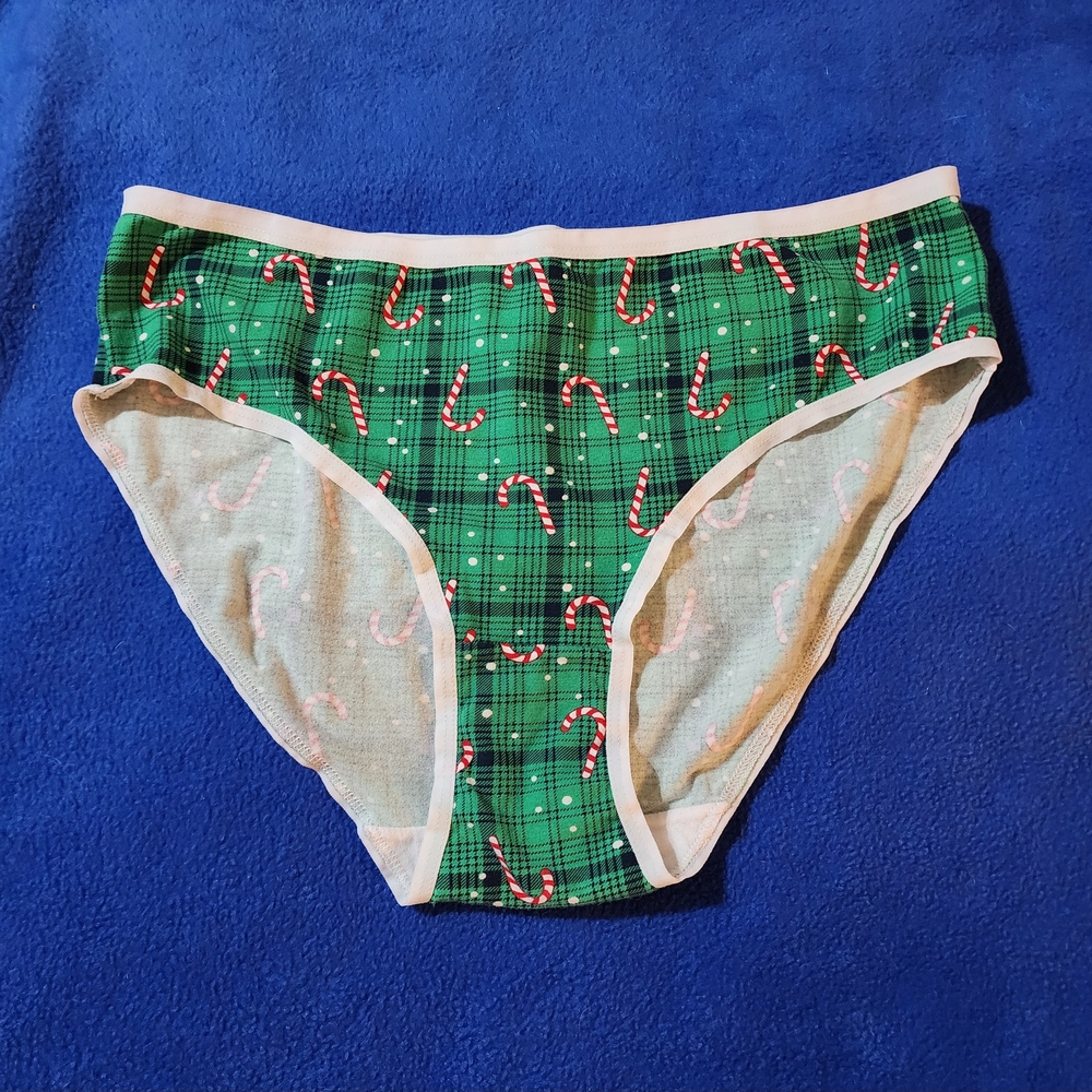 Green Plaid Candy Cane Print Underwear